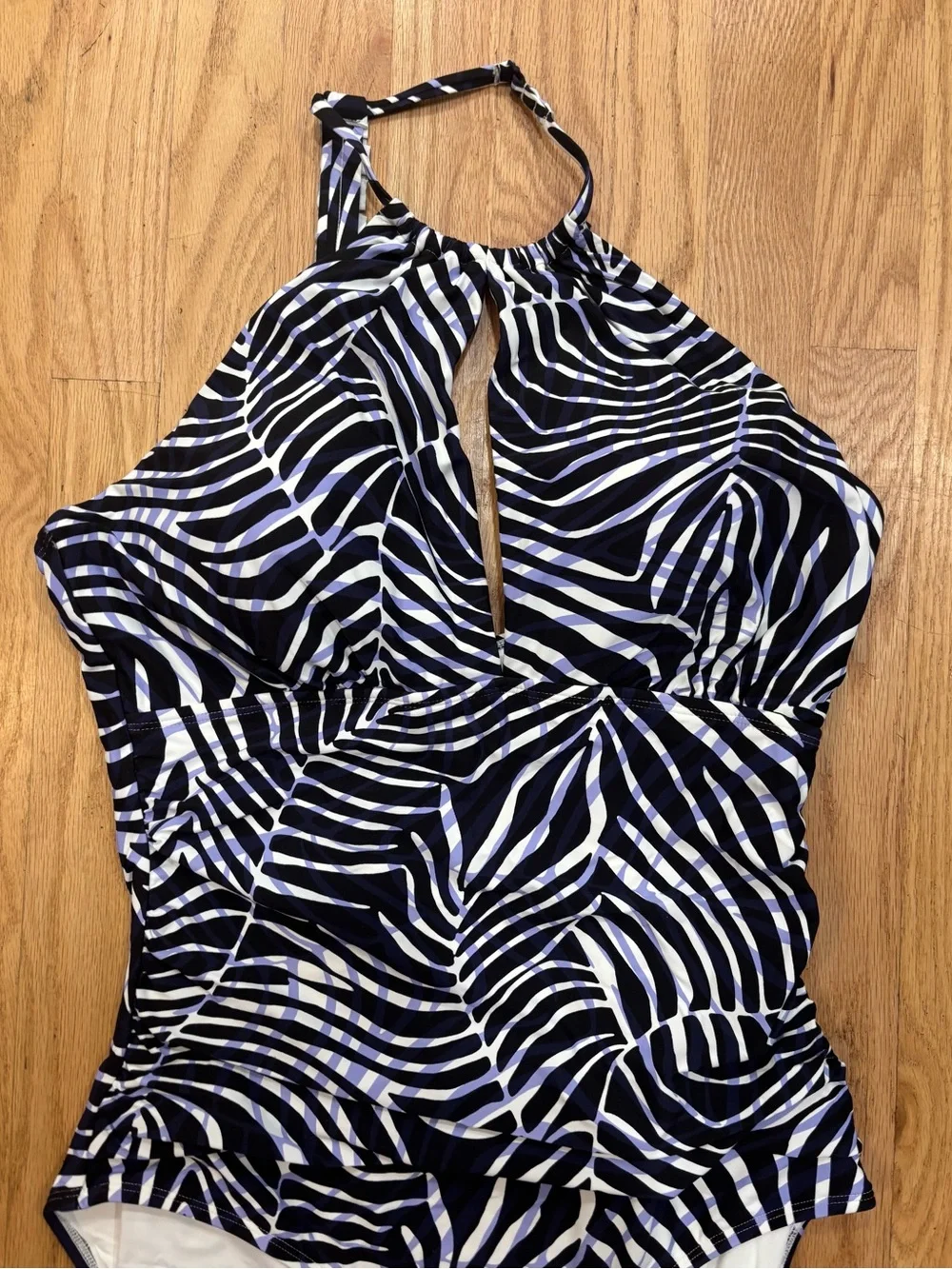 Women’s Blue & White Halter One-Piece Swimsuit’s